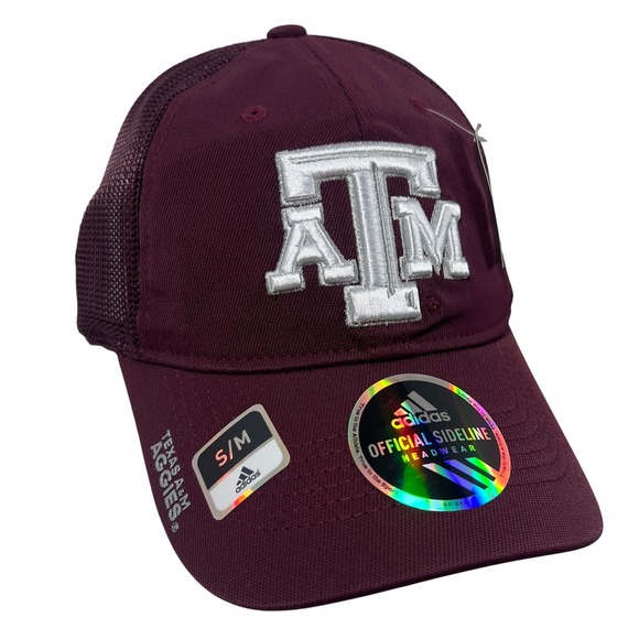 Adidas Texas A&M Aggies Maroon Sideline Climalite Mesh Back‎ Hat Cap S/M - Picture 1 of 9